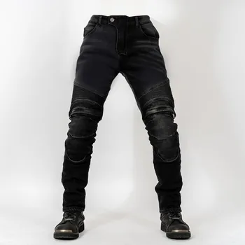 

men and women Plus velvet warm Motorcycle Pants outdoor riding jeans anti-fall pants upgrade with knee Pad Protective