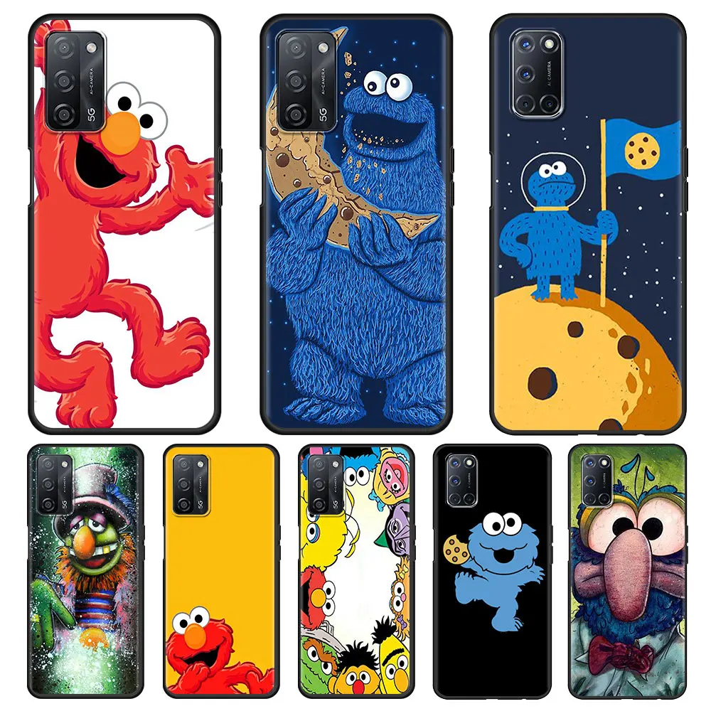 Cute Sesame Cookie Monster Cell Phone Case for Oppo A53 A9 2020 A52 A93 Find X2 Lite X3 Reno 3 4 Pro 5G Ace A55 A94 A74 Cover | Мобильные