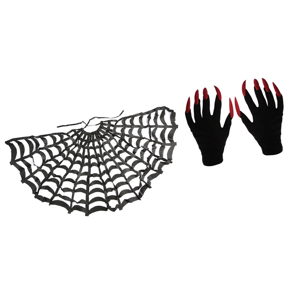 Забавный карнавальный костюм Человека-паука плащ паутина накидка и перчатки аксессуары для вечернего костюма вечерние аксессуары для украшения