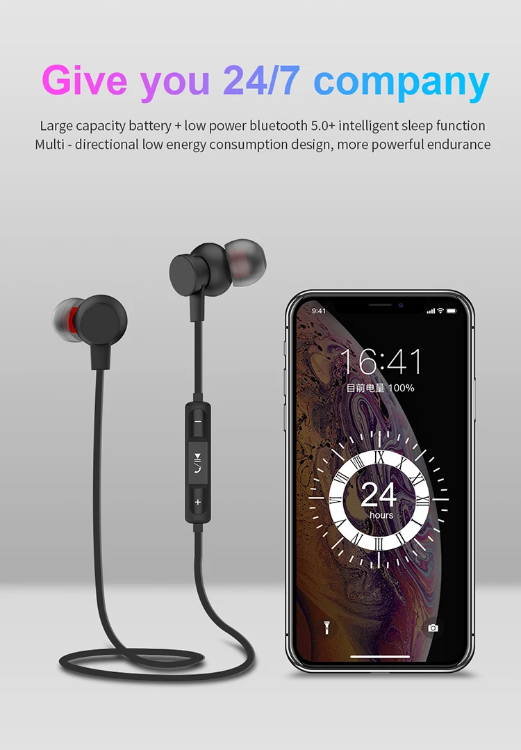 

Bluetooth 5.0 9D Neck-mounted headphone Sports Wireless earphones With Mic Magnetic Stereo Headset For iPhone xiaomi Samsung
