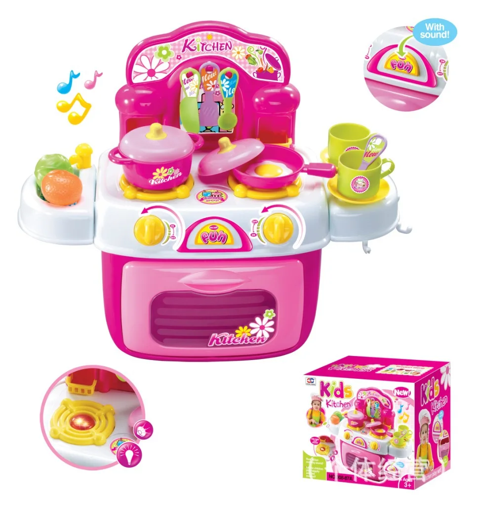 Kitchen Storage Box Kitchenware Tableware Toys Children Play House Toys Baby Operation Platform Set 0.92