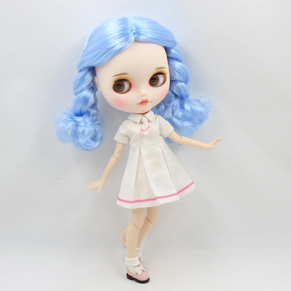 ICY 1/6 Blyth кукла с открытым ртом голубые вьющиеся волосы белая кожа Обнаженная кукла индивидуальные матовое лицо соединение тела