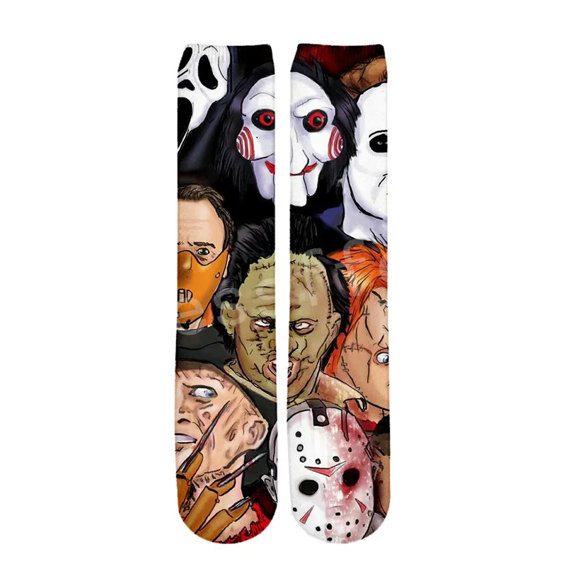 Tessffel Halloween Horror New Fashion Harajuku casual Unisex 3D Print boys/girls/mens/womens funny colorful ankle socks style-5
