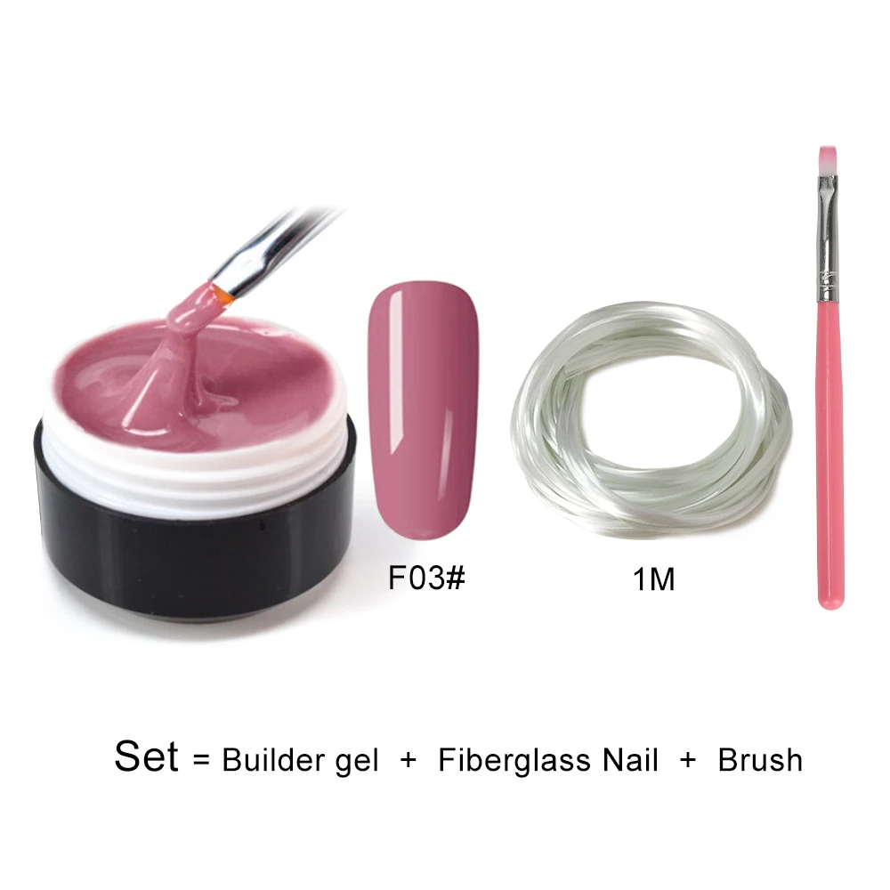 builder gel set F03 Набор гель для наращивания ногтей УФ-гель-щетка для быстрого строительства желе акриловый полигель Набор 15 мл lakiery hybrydowe paznokcie oje - Цвет: builder gel set F03