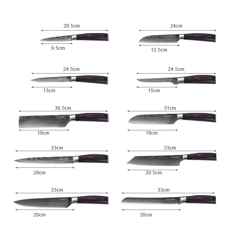 Набор японских кухонных ножей сантоку умный резец из нержавеющей стали
