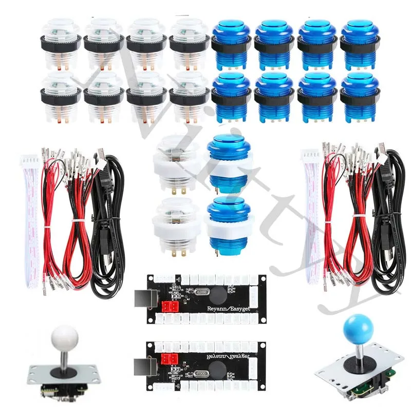 Аркадный джойстик DIY Kit Zero Delay 20 светодиодный аркадные кнопки+ Джойстики+ USB энкодер комплект+ кабели Запчасти для игровых автоматов комплект