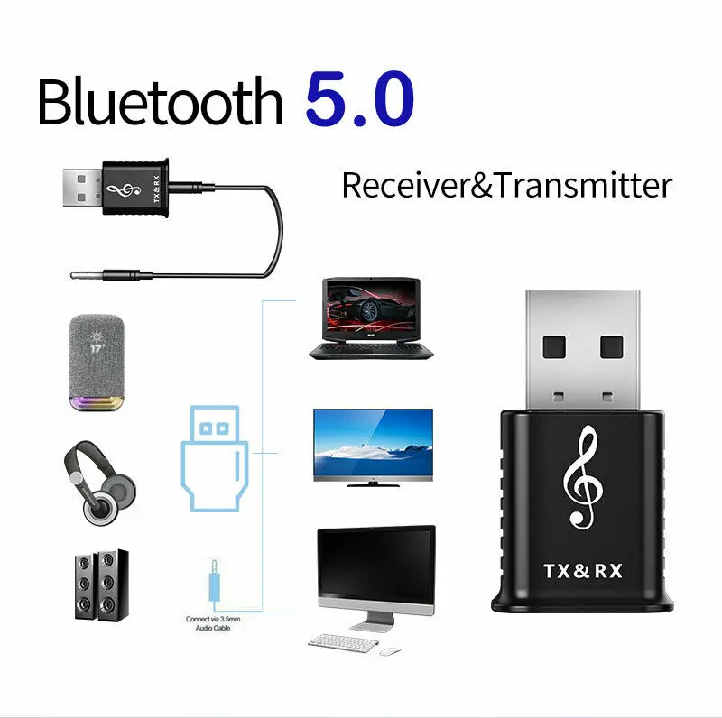 Bluetooth-приемник USB 5,0 аудио передатчик адаптер для ТВ/ПК динамик для наушников