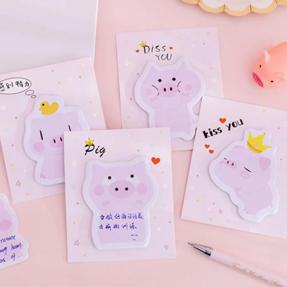 

Cute Pink pig Memo Pad Kawaii Sticky Notes Stationery Sticker index Posted It Planner Stickers Notepads Office School Supplies