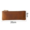 Retro Handmade Leather Zipper Pencil Case 100% Genuine Leather Large Capacity Pen Bag Holder School Stationary for Writing Tool 5