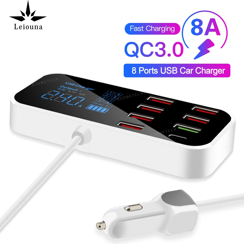 8 портов 40 Вт Быстрая зарядка для iPhone xiaomi huawei samsung 3 0 USB Автомобильное зарядное