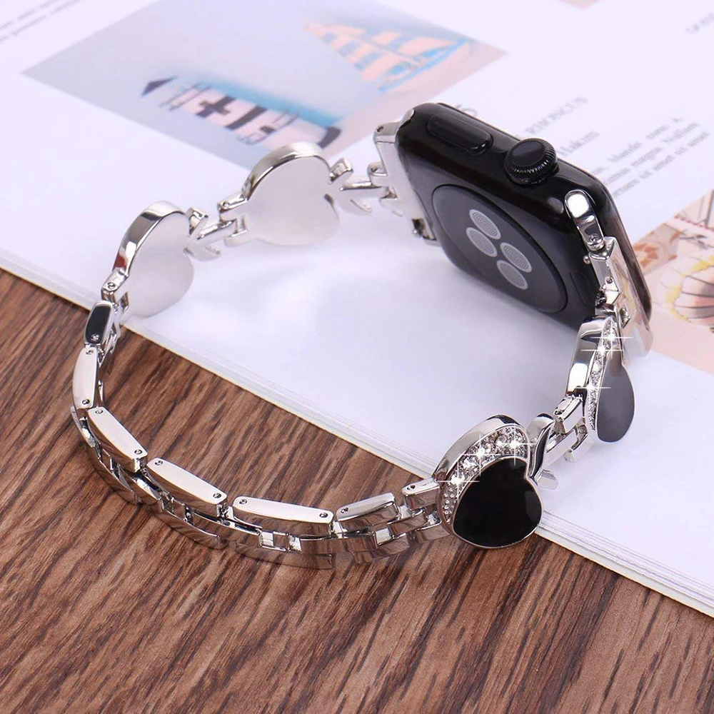 Ремешок из нержавеющей стали для Apple Watch band 44 мм 40 iWatch 42 38 модный металлический