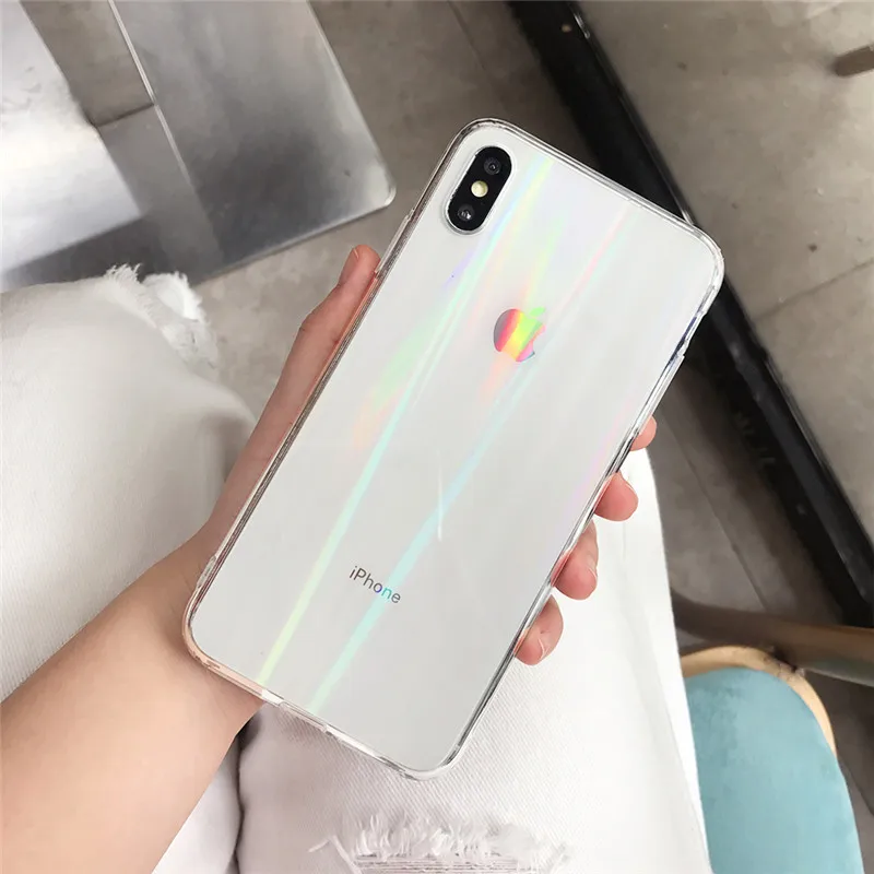 Градиентные радужные лазерные Чехлы для iPhone X XS Max XR прозрачные мягкие чехлы для iPhone 11 XR 6 6S 7 8 Plus прозрачные акриловые чехлы