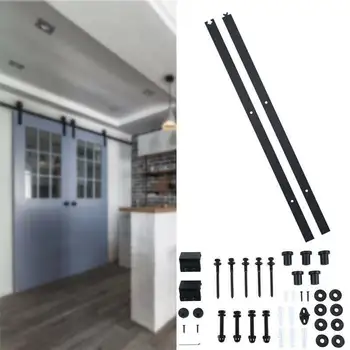 

Ridgeyard 6.6FT 2m Sliding Barn Door Hardware Set Heavy Duty Sliding Door Track Carbon Steel