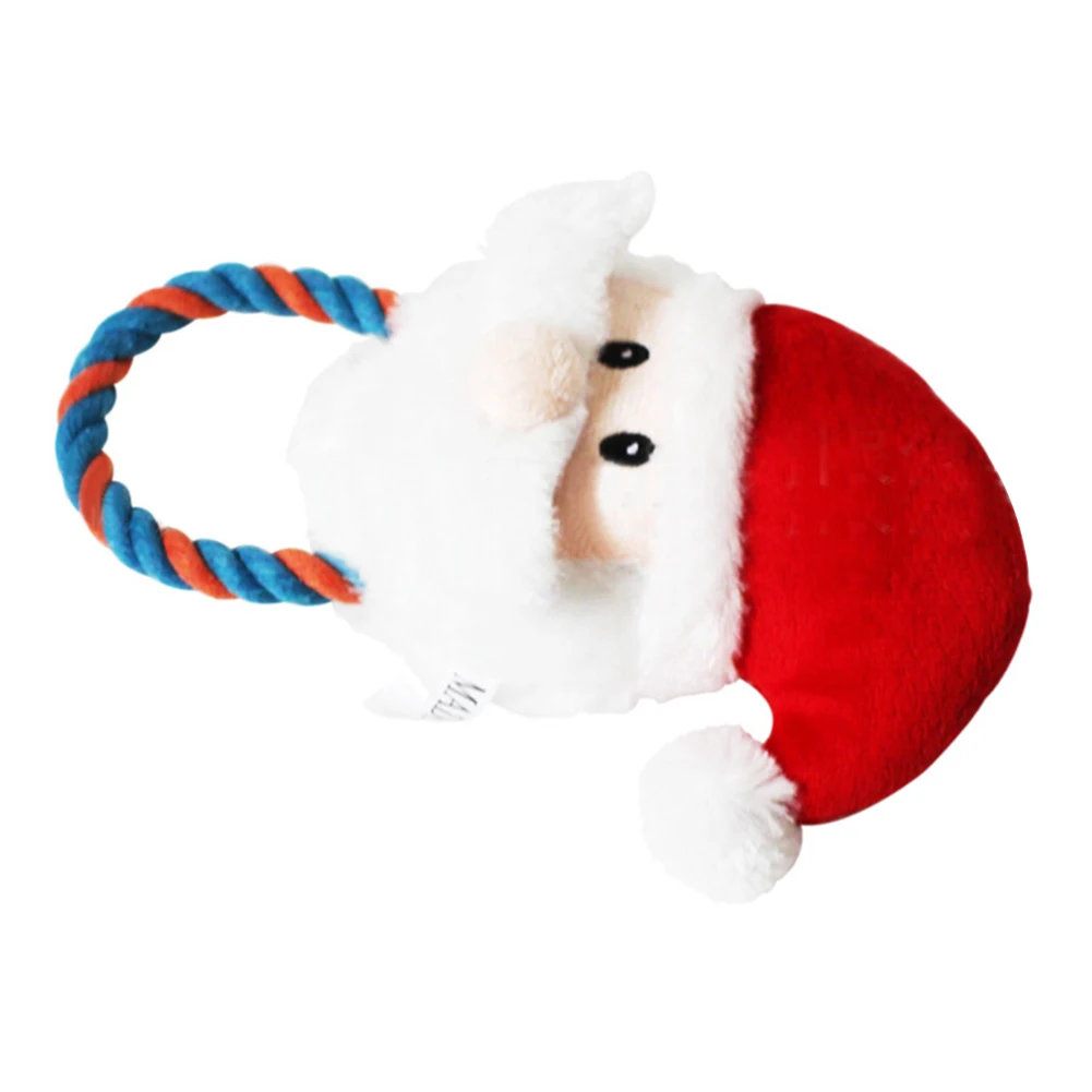 Christmas Pet Dog Cats Cotton Rope Santa Shape Doll Bite-resistant Play Chew Toy Dog Toys Funny Durable Interactive Xmas Pet Toy