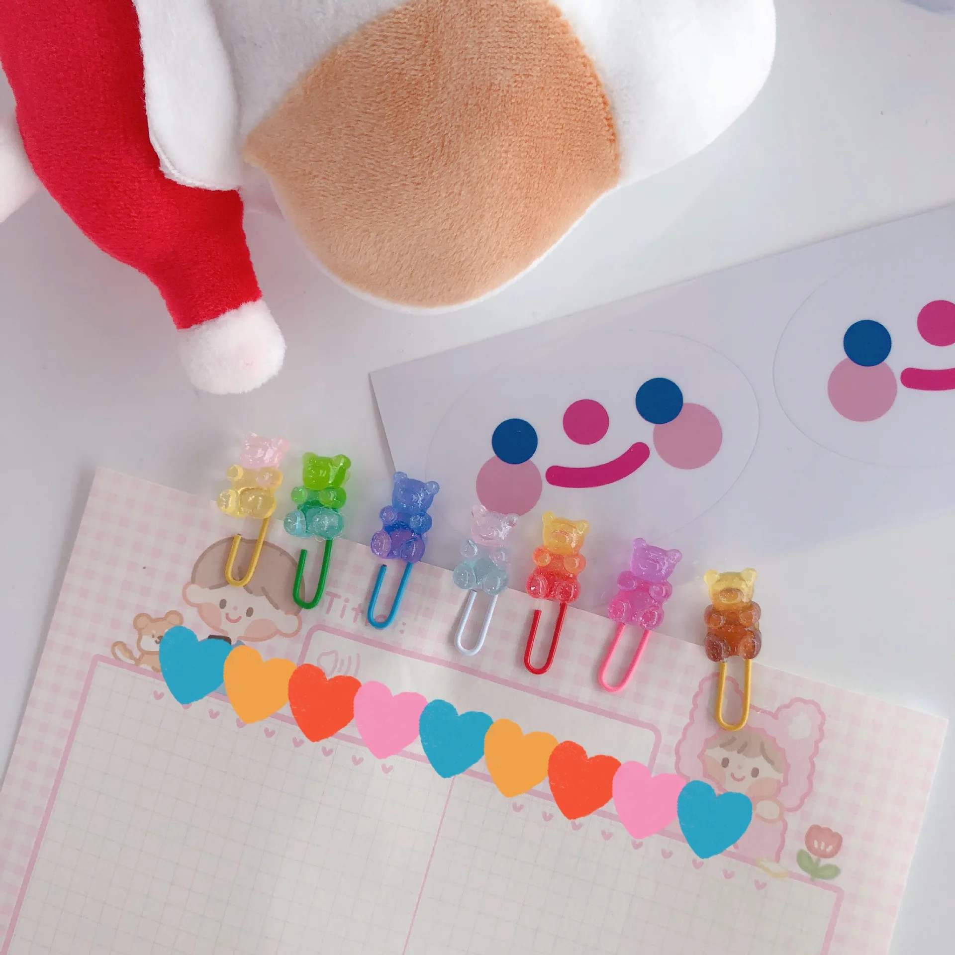 

Cartoon Cute Colorful Gradients Gummy Bear Paper Clips Bookmark Binder Decorative Accessories Kawaii Paperclip Shool Stationery