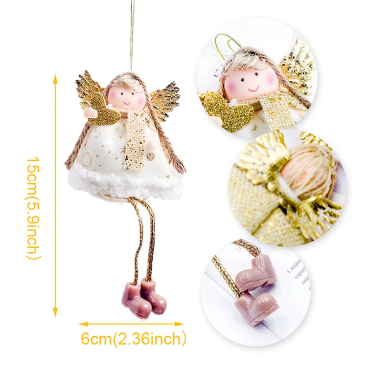 QIFU Christmas Angel Pendant Christmas Decor for Home Christmas Tree Ornaments Xmas Doll Gifts Cristmas Elf New Year