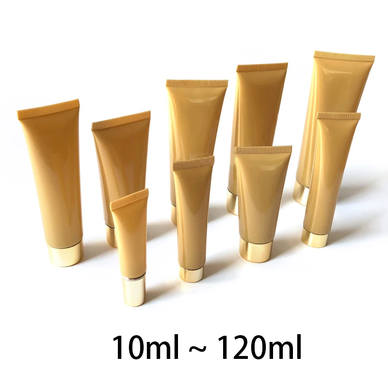 

Gold 10ml 15ml 20ml 50ml 60ml 80ml 100ml Plastic Soft Bottle Yellow Empty Lip Gloss Cream Tube Body Lotion Packaging Container