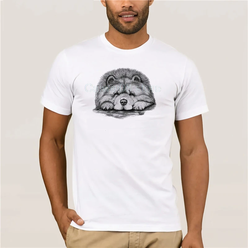 

Men'S Cartoon Fun T-Shirt 100% Cotton Brand Clothing Chow Chow On Paws Adult Dog Art By Lj Fashion Mens Short Sleeve T Shirt