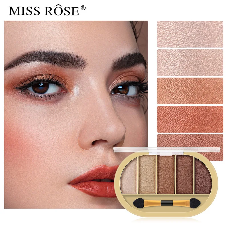 

MISS ROSE Golden Pearlescent Matte Eye Shadow natural Long-lasting make-up earth color portable eye shadow Eye Makeup