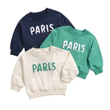 Cathery sudaderas de manga larga para bebés, jersey de manga larga con estampado de letras de París para primavera y otoño de 1 a 4 años