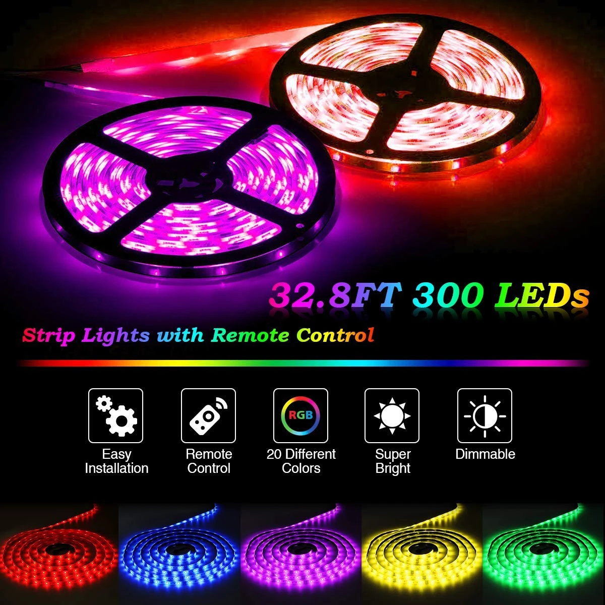 DCOO Светодиодная лента светильник s 10M SMD 3528 RGB Канатный светильник s меняющий Цвет Гибкий Ленточный светильник с 24/44 клавишами ИК-пульт дистанционного управления