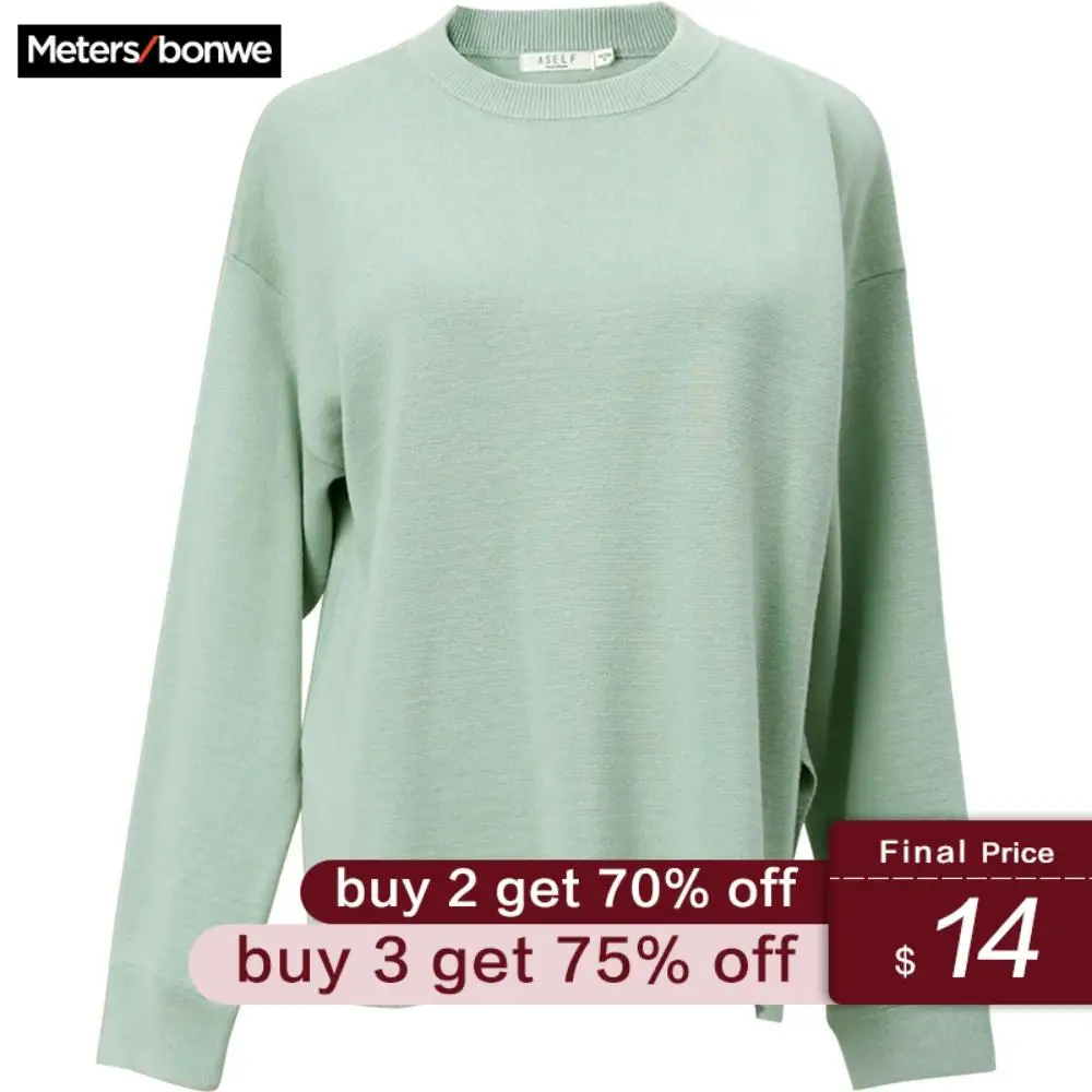 

Metersbonwe Knitted Sweater Women Pullovers O neck Spring Basic Women Solid color Sweaters Korean Style Loose Fit Wild Sweaters