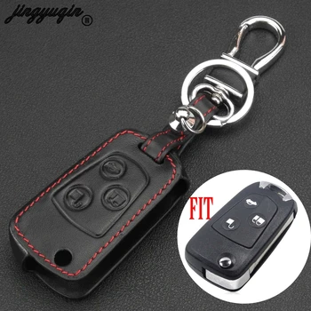 

jingyuqin 3 Buttons Remote protect Fob Uncut Refit Folding Flip Key Shell Cover Leather Case For Ford Focus KA Mondeo Fiesta
