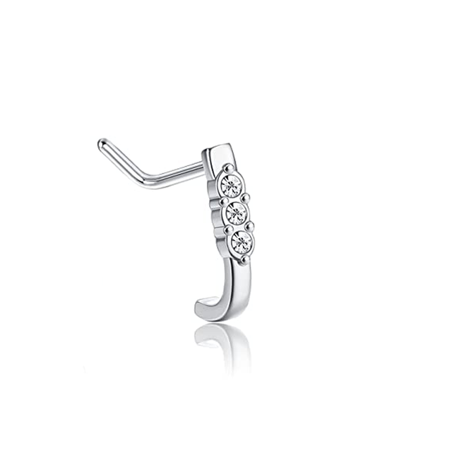 L Shape Nose Piercing Ring Heart Nose Stud Nostril Pin Septum Piercing Nez Gold Crystal Flower Nariz Pircing Nose Clip Hoop