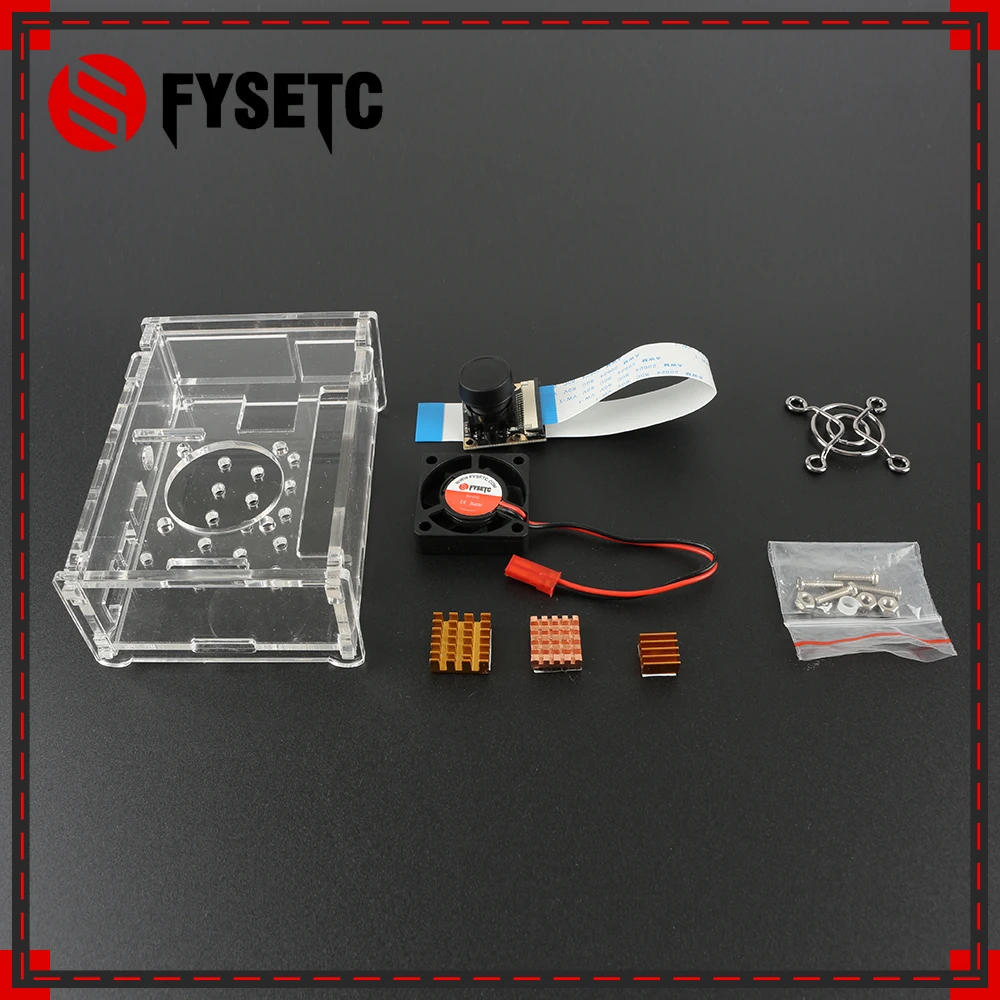 Прозрачный чехол для Raspberry Pi 4 Model B + охлаждающий вентилятор Мегапиксельная камера