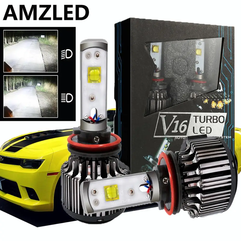 

AMZLED V16 H4 LED H7 LED Car Headlight Kit 50W 10000LM H1 H11 9005 HB3 9006 HB4 H8 Fog Bulbs 12V 6000K Auto Headlamps work light