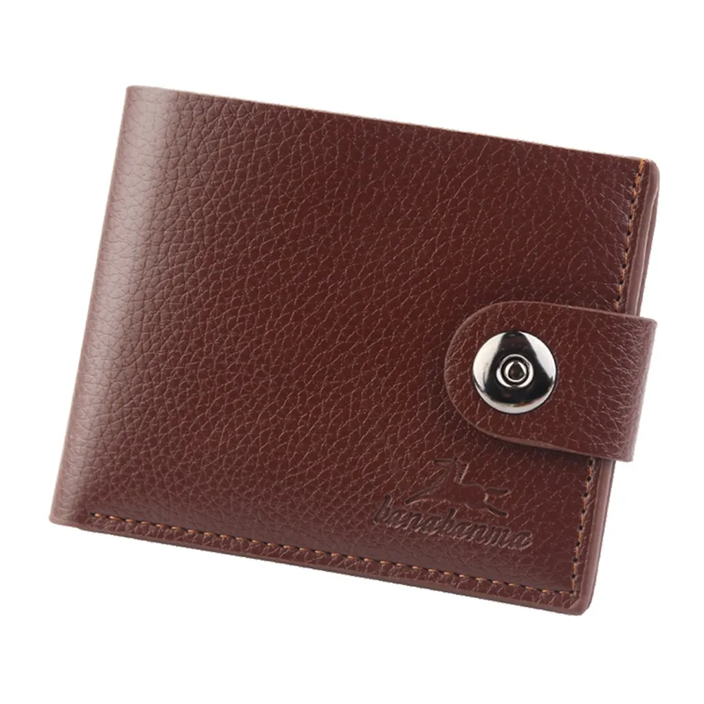 Solid Color Wallets Fashion Men's Solid Color Long Leather Retro Vintage Style Card Bag Wallet Casual Travel purse carteira