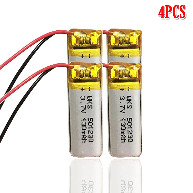 3,7 v 130mAh 501230 перезаряжаемая Lipo батарея для gps MP4 камеры power Bank планшет электрические игрушки PAD DVD литий-полимерная батарея - Цвет: 4pcs