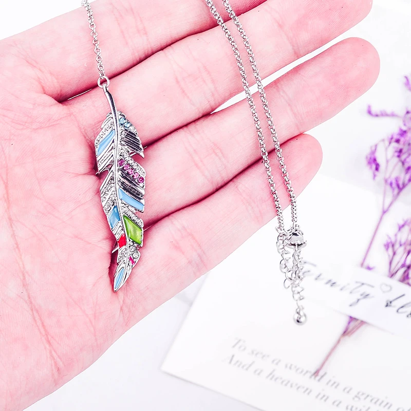 Уникальное разноцветное ожерелье с искусственным пером и листьями из смолы для женщин, подарки, модные ювелирные изделия