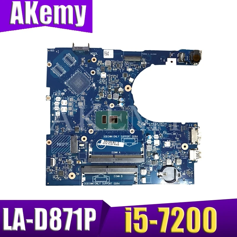 

LA-D871P Laptop motherboard for Dell Inspiron 15-5566 original mainboard I5-7200U