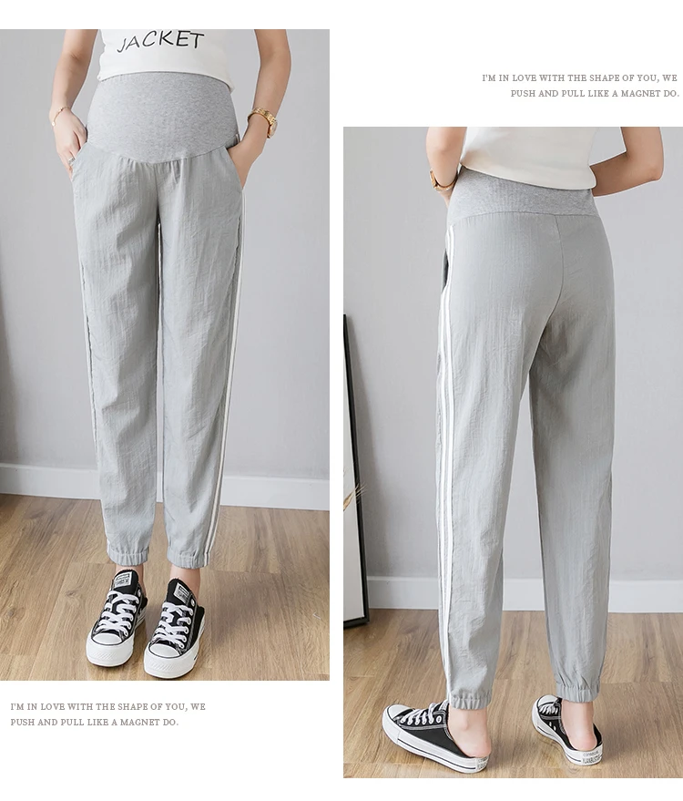 used maternity clothes near me 3126# Spring Summer Fashion Maternity Jogger Pants Elastic Waist Belly Pants Clothes for Pregnant Women Thin Pregnancy Trousers petite maternity clothes