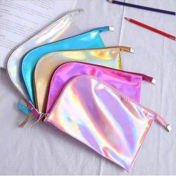 

Large Capacity Cosmetic Bag Women Shiny Laser Color Make Up Bag Metal Zipper Cosmetic Pouch Toiletry Storage Organizer Bag