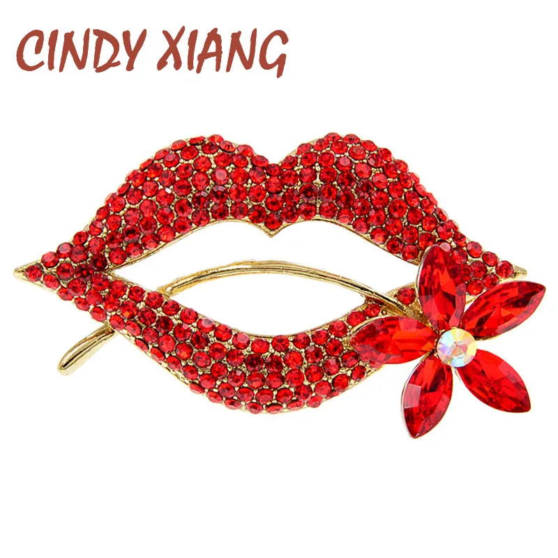 CINDY XIANG стразы красная брошь для губ цветок в форме женщин ювелирное изделие