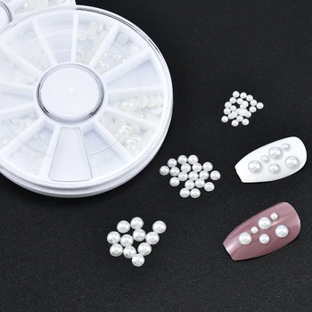 

New Round Pearl Sequins Colorful Nail Art Glitter Tips Gel 3D Nail Decoration Manicure DIY Accessorie Hot