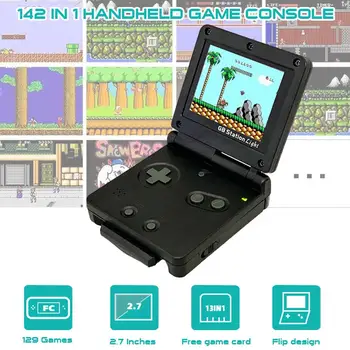 

Handheld Retro Game Console Foldable 2.7" Screen 129+13 Built-in Classical FC Games Rechargeable with AV Interface