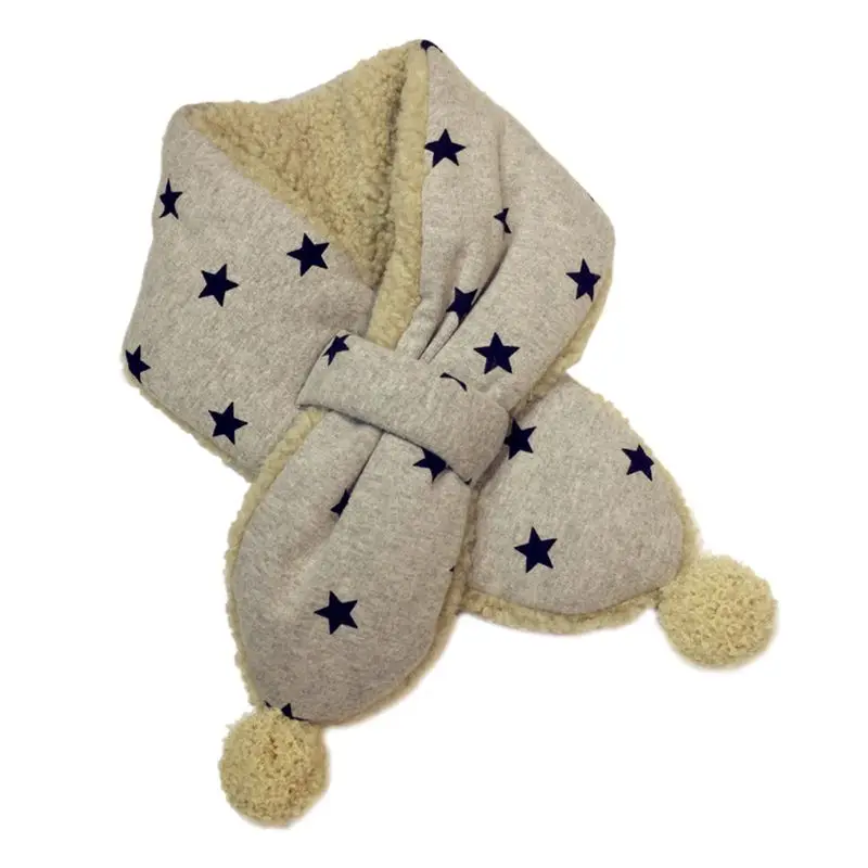 Детский зимний флисовый плотный шарф из овечьей шерсти для мальчиков и девочек, детский шейный платок с крестиками - Цвет: Серый