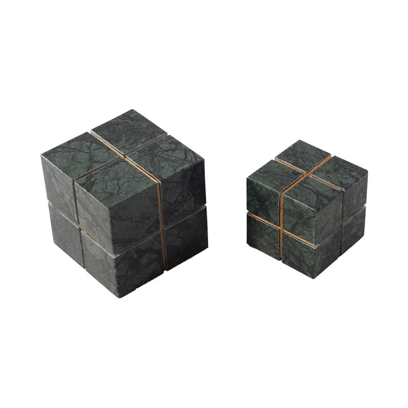 

Nordic Creative Modern Home Decor Green White Square Natural Marble Geometric Ornament Office Desktop Home Decoration