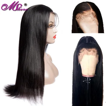 

Mshere 13X4 Straight lace human hair wigs 150 density Peruvian glue without glue with baby hair Pre plucked