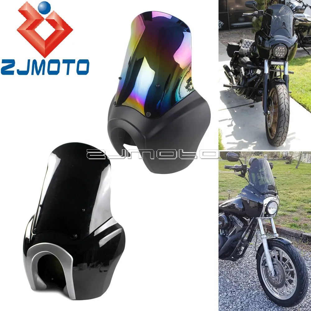 

Motorcycle Front Fairing Iridium Windshield For Harley Dyna Street Bob Low Rider 2007-2017 Headlight Fairing Windscreen