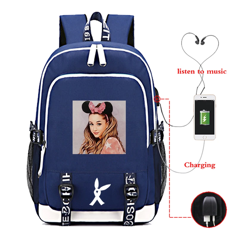 16 Mochila Feminina Ariana большая сумка-рюкзак USB зарядка Рюкзак для ноутбука школьные сумки для подростков девочек мальчиков Большая Парусиновая дорожная сумка - Цвет: 16