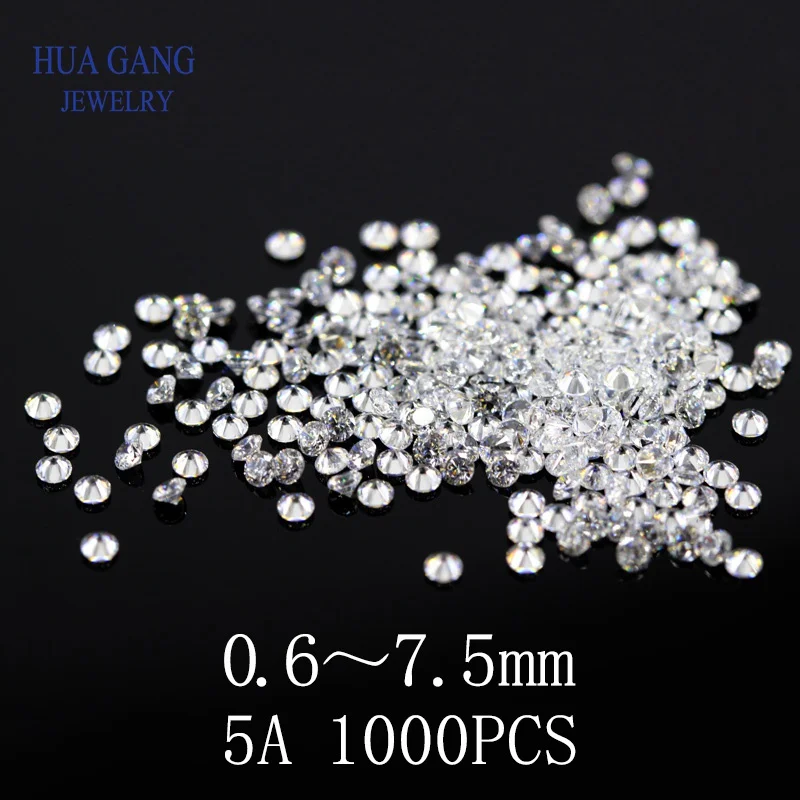 1000PCS AAAAA Grade Round White Cubic Zirconia Stone Loose CZ Stones