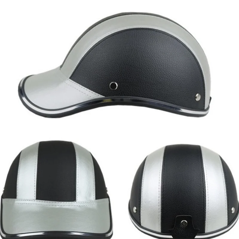 Leather Adjustable Safety Cap Cycling Riding Baseball Helmet Outdoor Sun Protection Electric Vehicle Bicycle Protective Helmet