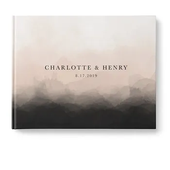 

Personalized Blush Wedding Guest Book with Live Preview landscape Custom Guest Book Ombre Cover Instant Photo Book Booth