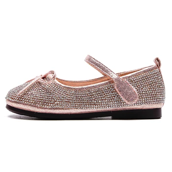 

girl shoes for kids Butterfly-Knot Bling rhinestone Princess soft Leather ballet flats Children Flats Mary Jane shoes autumn