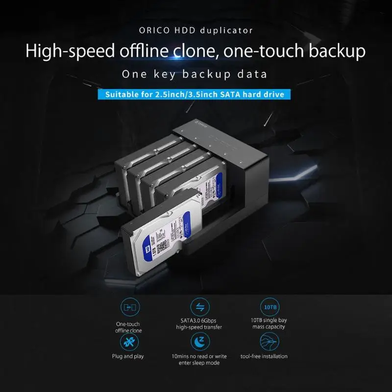 ORICO 5-Bay SATA to USB3.0 жесткий диск Док-станция 2,5/3,5 дюймов HDD чехол 60 ТБ Максим 6 Гбит/с высокоскоростной USB3.0 type-B корпус