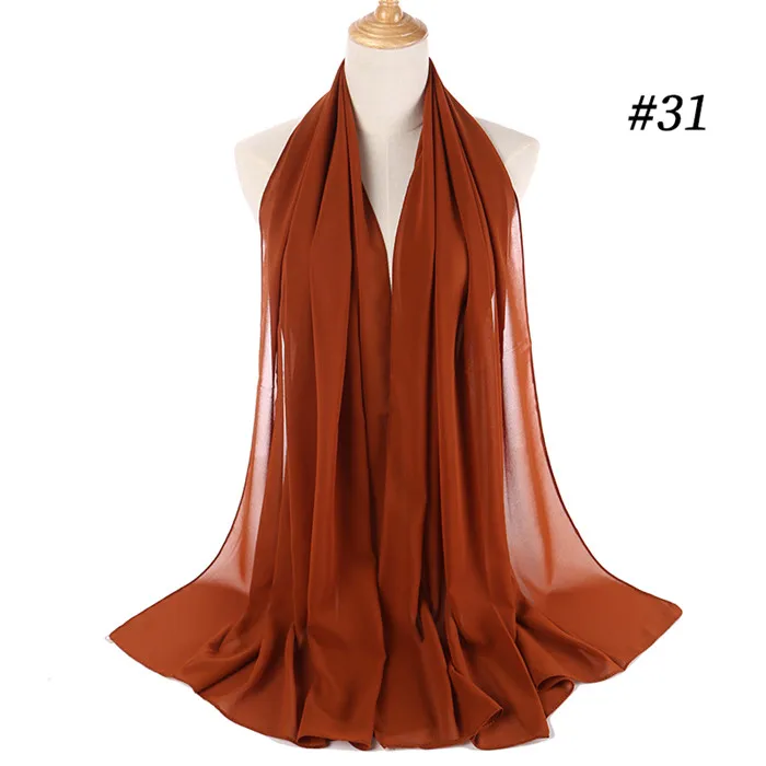 Женский шарф, шифоновый шарф-хиджаб, одноцветные шали, повязка на голову, мусульманские хиджабы, шарфы/шарф, 50 цветов - Цвет: color 31
